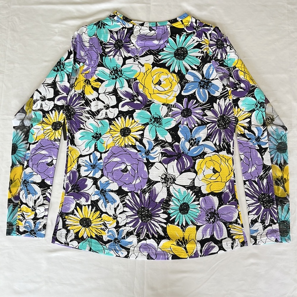Ibkul Long Sleeve Golf Crew Neck Top Medaline Print Lavender NWT - Picture 5 of 10